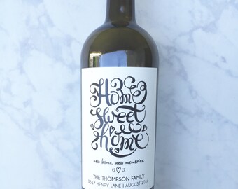 Personalized New Home Housewarming Gift Wine Label, Realtor Closing Gift, Home Sweet Home, First Home, New Homeowner Gift