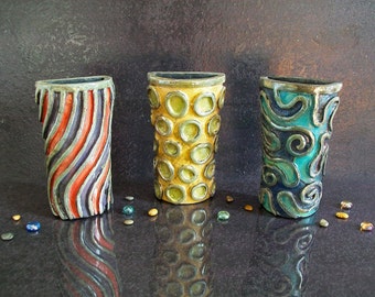 ceramic radiator humidifier or wall vase, raku pottery colorful humidifiers for your radiator convertible in wall vases