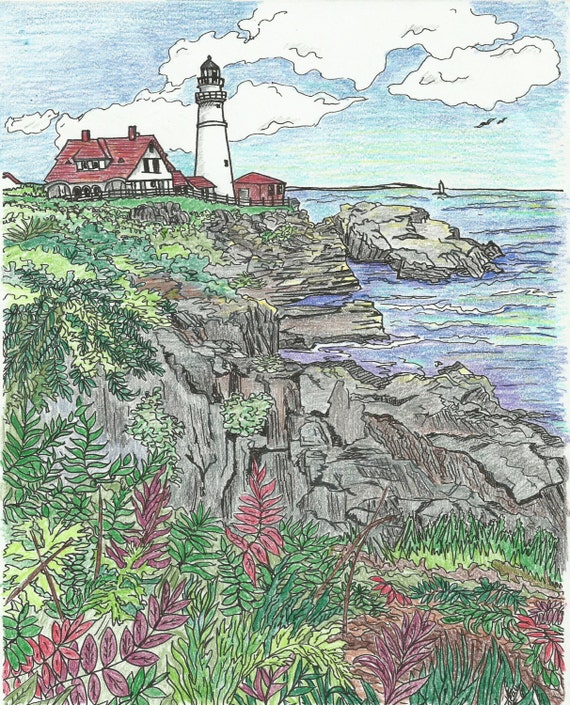 Portland Lighthouse Maine colorpage