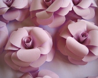 10 Lilac Paper Roses, Lilac Paper Flowers, Lilac Stem Roses, Lilac Wedding, Paper Wedding Decoration, Bridal Shower Decor, Purple Flowers