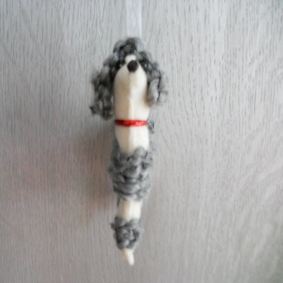 felt poodle ornament white and grey poodle by PoodleMyWorld