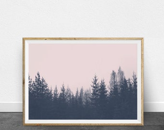 Tree Wall Art, Forest Print, Landscape Photography, Minimalist Art, Printable Wall Art, DIY Home Decor, Modern Art, Interior Design, Pink