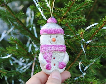 Snowman christmas ornament Holiday decor Winter snowmen Xmas Winter wedding Christmas decorations Ecofriendly Nature inspired Hand made