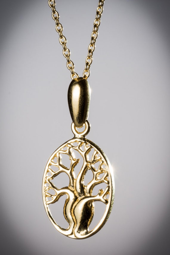 Gold Tree Of Life Necklace 14K Gold Plated Pendant Symbolic