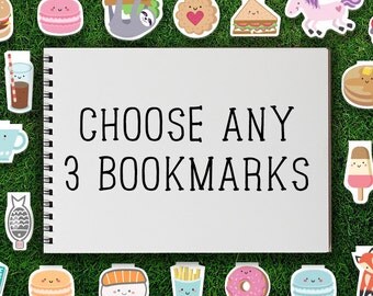 Magnetic Bookmark | Mix & Match Bookmarks Magnetic Pack of 3 Magnet Cute Food Kawaii Dessert Tea Breakfast Donut Cookie Quirky Sweet