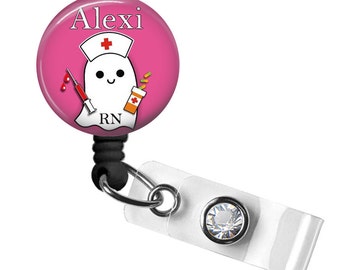 Ghost Badge Reel, Halloween Badge Reel, Retractable Badge Reel, Id Badge Reel, Badge Reel RN, Badge Reel Personalized
