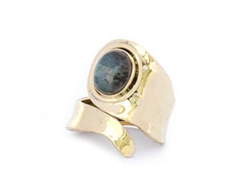 open brass labradorite ring