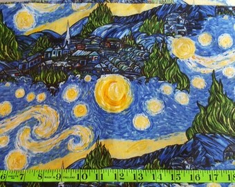 Starry Night Fabric, Vincent Van Gogh Fabric, Stary Night Fabric, Starry Night Painting, Abstract Fabric, Impressionist Art, By the Yard, FQ