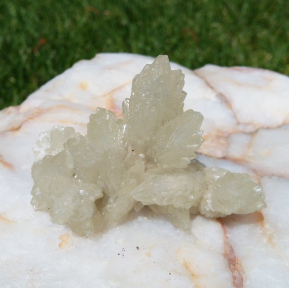 Unique Dogtooth Calcite Crystal Cluster over Danburite