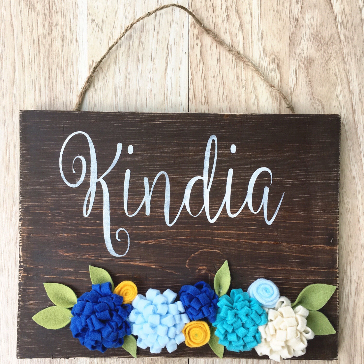 College dorm door sign Flower name sign wood Handmade rustic