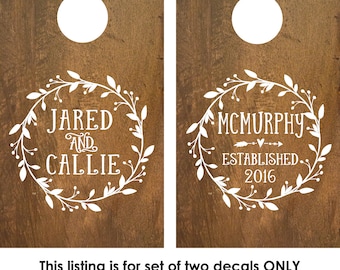 Cornhole Decal | Corn Hole Decal | Monogram Decal | Corn Hole Board | Corn hole decal wedding | rustic wedding decor