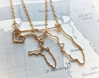 Florida Necklace - Florida State Necklace - Florida Outline Necklace - State Necklace - Florida State - Personalized - Bridesmaid Gift