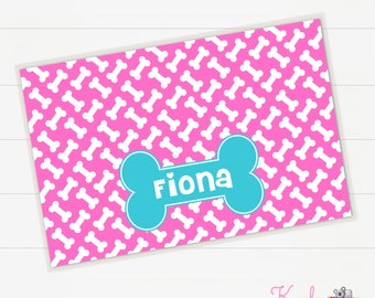 Doggy Bowl Mat Personalized, Dog Placemat, Dinner Mat, Puppy Placemat, Gifts for Pets, Monogrammed, Personalized Pet Gift, Doggy Bone