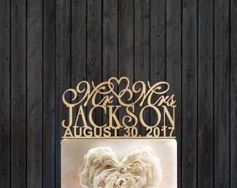 Personalized Custom Mr & Mrs Wedding Cake Topper with YOUR Last Name and date
