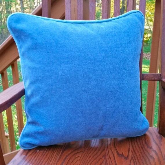 Slate Blue Velvet Fabric Throw Pillow Cover with Cotton Duck