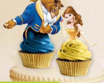 Belle Cupcake Toppers, Princess Belle, Beauty And The Beast, Disney Princess, Belle Birthday, Belle Party, Belle Cake Topper, Decoration