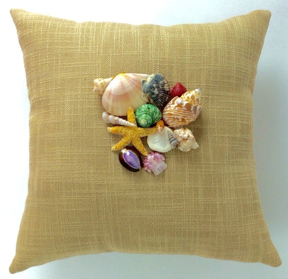 Seashell Pillow Beachy Shell Pillow Seashells Home Decor