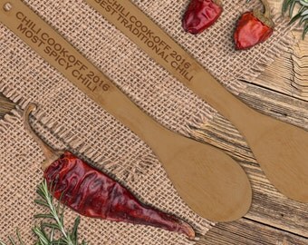 Chili Cook-Off Prize Bamboo Spoon, Chili Cookoff Personalized Spoon Award SP0801