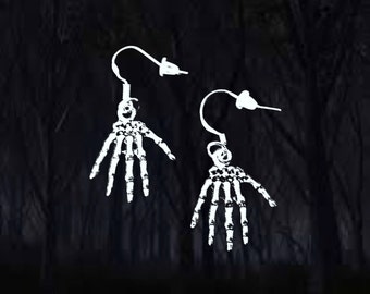 50% SALE Skeleton Hand Earrings..Skeleton Earrings..Zombie Earrings..Halloween Earrings..Halloween Jewelry..925 Silver Wire..FREE SHIPPING
