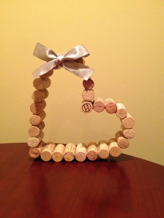 Wine Cork Heart with Ribbon