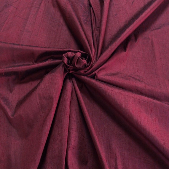 Burgundy Red 100% Dupioni Silk Fabric Yardage By The Yard