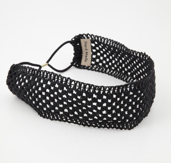 Crochet Cotton Mesh Elastic Headband by VeryShine on Etsy