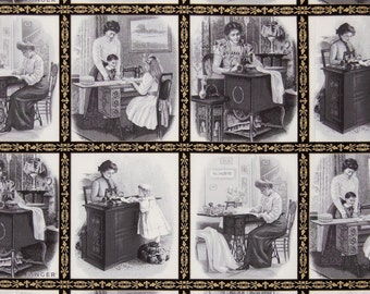 Sewing With Singer Fabric Panel Blocks Grey Singer Sewing Machines Robert Kaufman Metallic Cotton BTY
