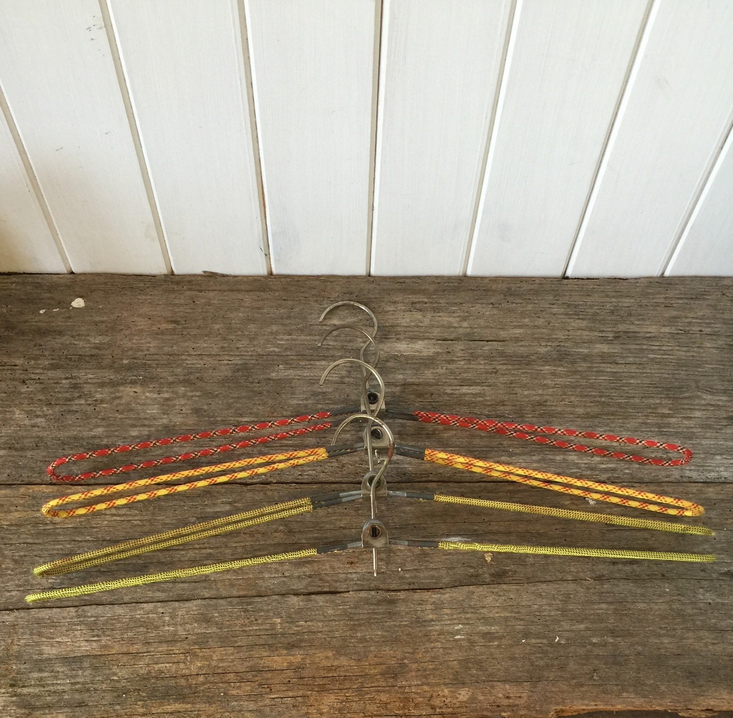 Vintage fabric coated wire folding coat hangers Haute Juice