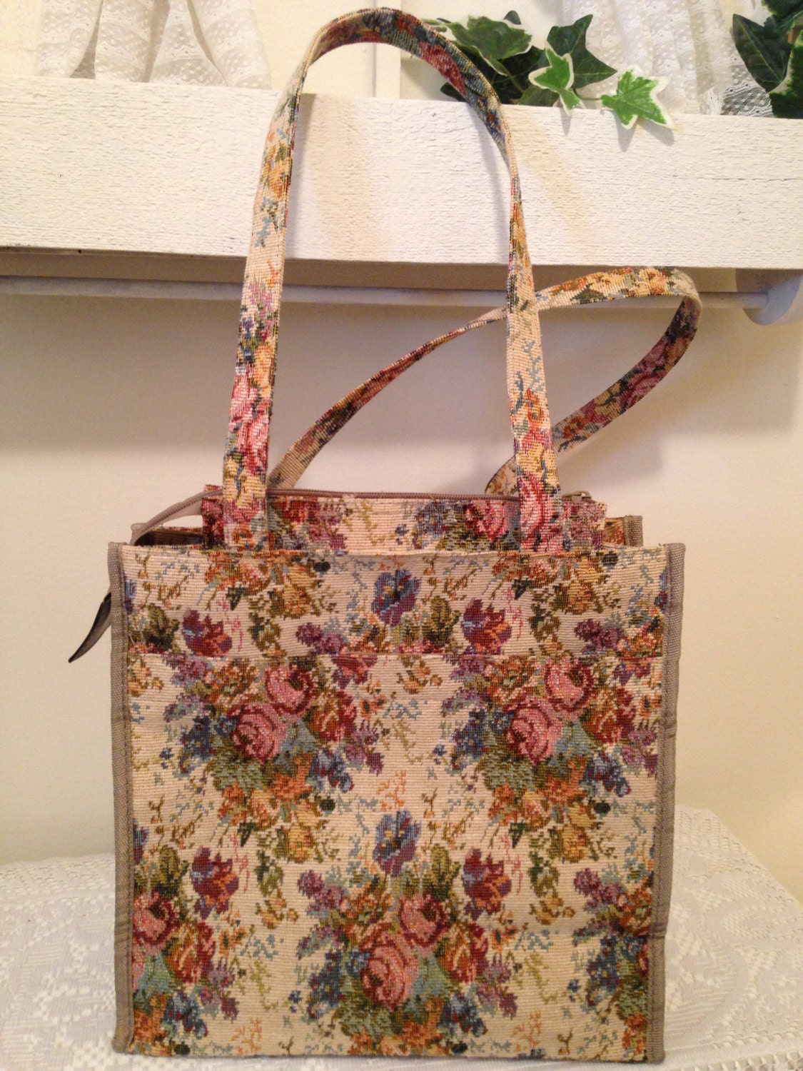 Tote Bag by Jade Tapestry Tote Zipper Closure Inside change