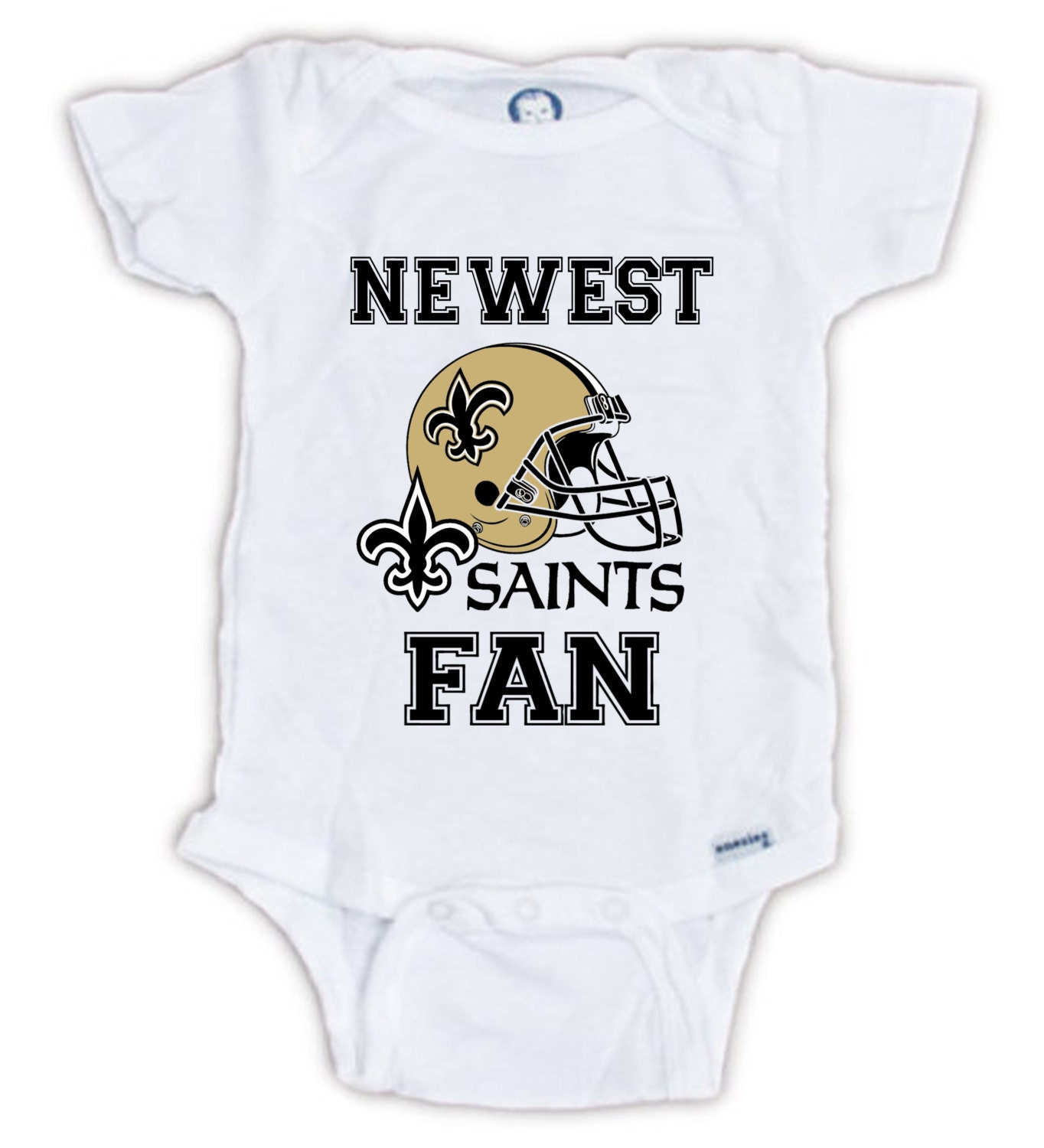 New Orleans SAINTS FAN Baby Onesie Baby Bodysuit by JujuApparel