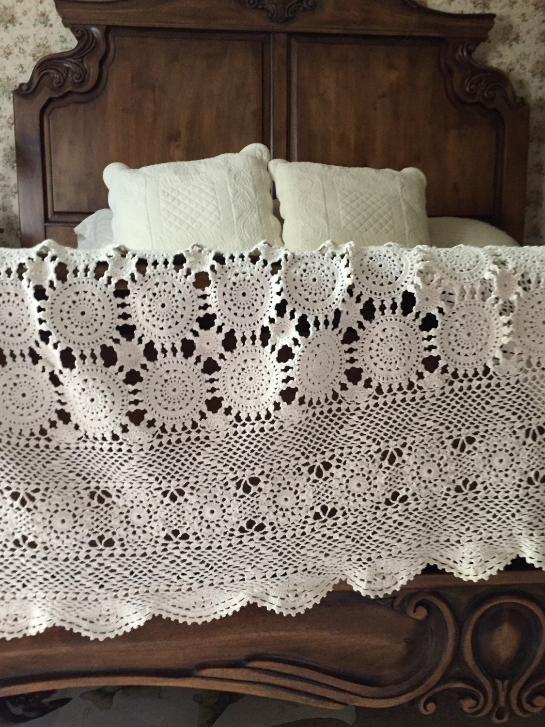 Vintage Crochet Bedcover Bedspread Table Cloth Handmade