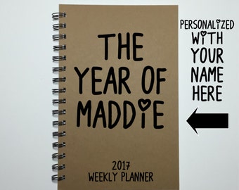 Planner, Weekly Planner, Personalized Planner, Agenda, Organizer, Daily Planner, 12 Month, 16 Month, 2016-2017, Calendar, 2017 Planner, Gift