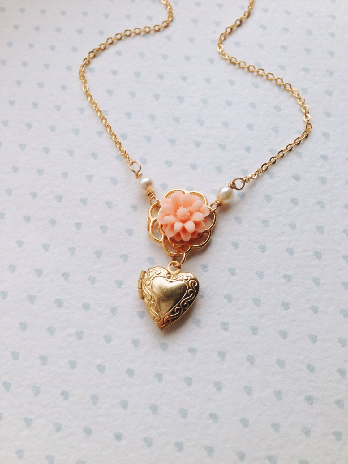 Heart locket necklace for little girl Clearance