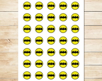 Batman Sticker // Batman Inchies // Batman Party Favors // Batman Party Supplies // Batman Logo // Superhero - 1 inch Circles