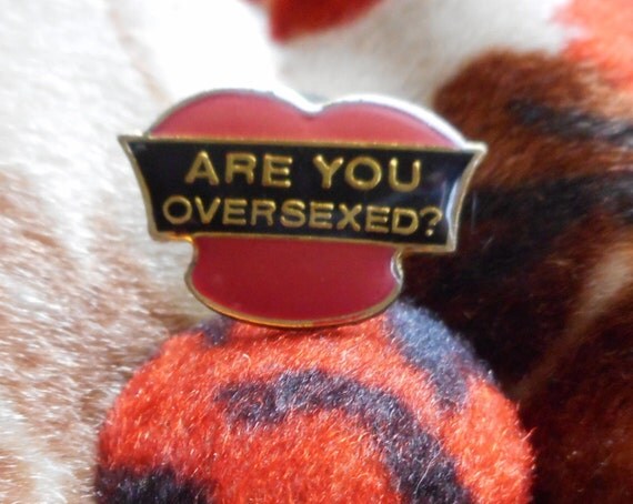 Vintage Are You Oversexed 1980 S Enamel Pin By Rocketslideinc