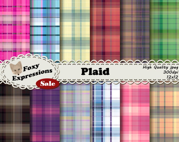 Plaid digital paper comes 12 different striking colors of plaid. Perfect for adding a rustic, warm and cuddly feel of flannel to any project