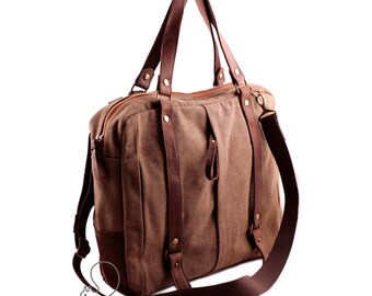Canvas leather messenger bag, mens messenger, womens messenger, canvas leather bag, crossbody bag, shoulder bag, canvas leather laptop bag