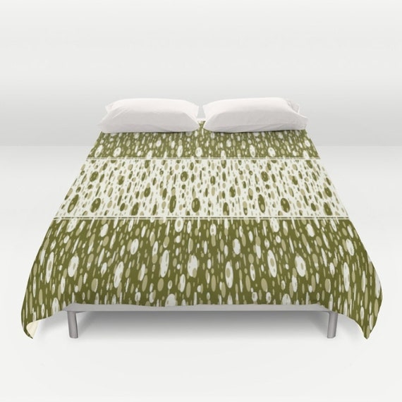 Olive Green Duvet Cover Green Comforter Off by DesignbyJuliaBars