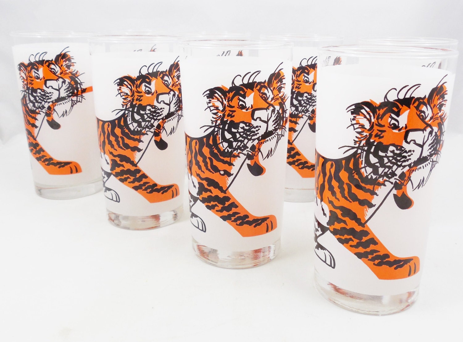Esso Tiger Drinking Glasses Set of 8 5 1/2 by ShellyisVintage