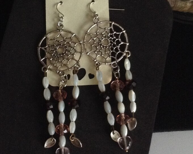 Mother of Pearl with Crystal Dream Catcher Earrings