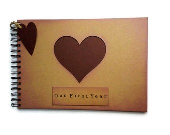 First year Marriage gift for husband / One year photo album / journal / rustic scrapbook memory book