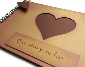 Rustic scrapbook memory book photo album / Our story so far / A4 kraft scrapbook / boyfriend gift / girlfriend gift / present