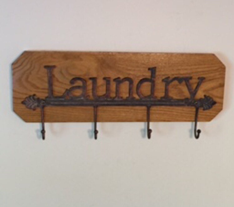 Laundry storage rack laundry wall hooks wooden by
