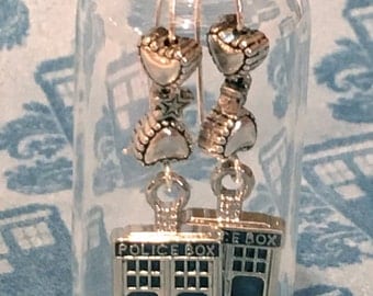 Police Box Earrings in a Bottle Doctor Who TARDIS inspired