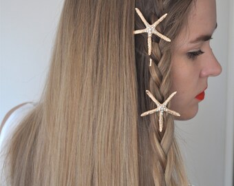 ON SALE!!! Gold Starfish Hair Pin. Starfish Hair Clip. Gold Headpiece. Starfish Headpiece. Beach Wedding. Gift For Her. Hair Accessories