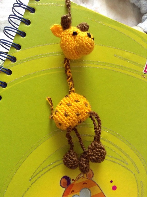 Handmade Giraffe Bookmark, Crocheted Bookmark