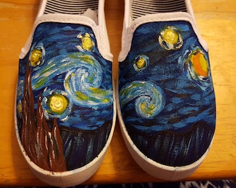 Starry night hand painted shoes