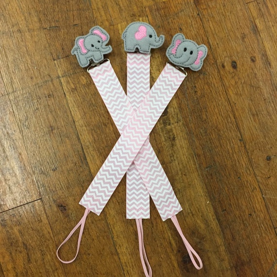 Elephant feltie Boutique Style Pacifier Clip Baby Girl
