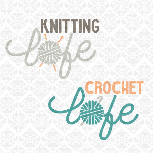 Download Knitting Knitter Crochet Crocheter Life Love Monogram Yarn Ball Craft SVG STUDIO Ai EPS Vector ...
