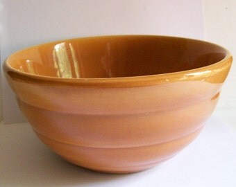 Vintage Bauer Pottery Gloss Pastel Mixing Bowl Pumpkin Cinnamon Glazed #18 Kitchen Collectible